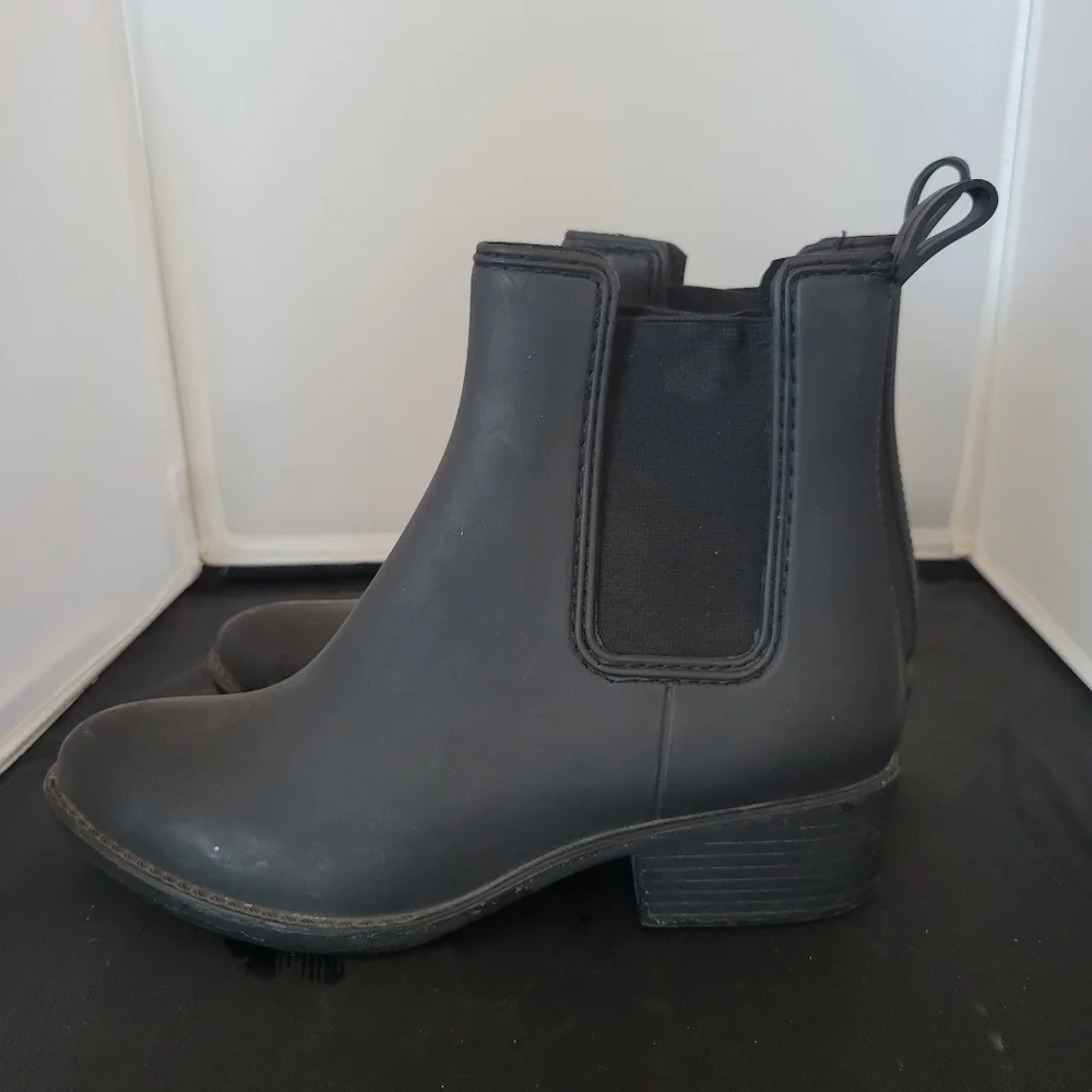Jeffrey Campbell Havana Last Black Rubber Shoes Rain Boots Women's 9 Chelsea